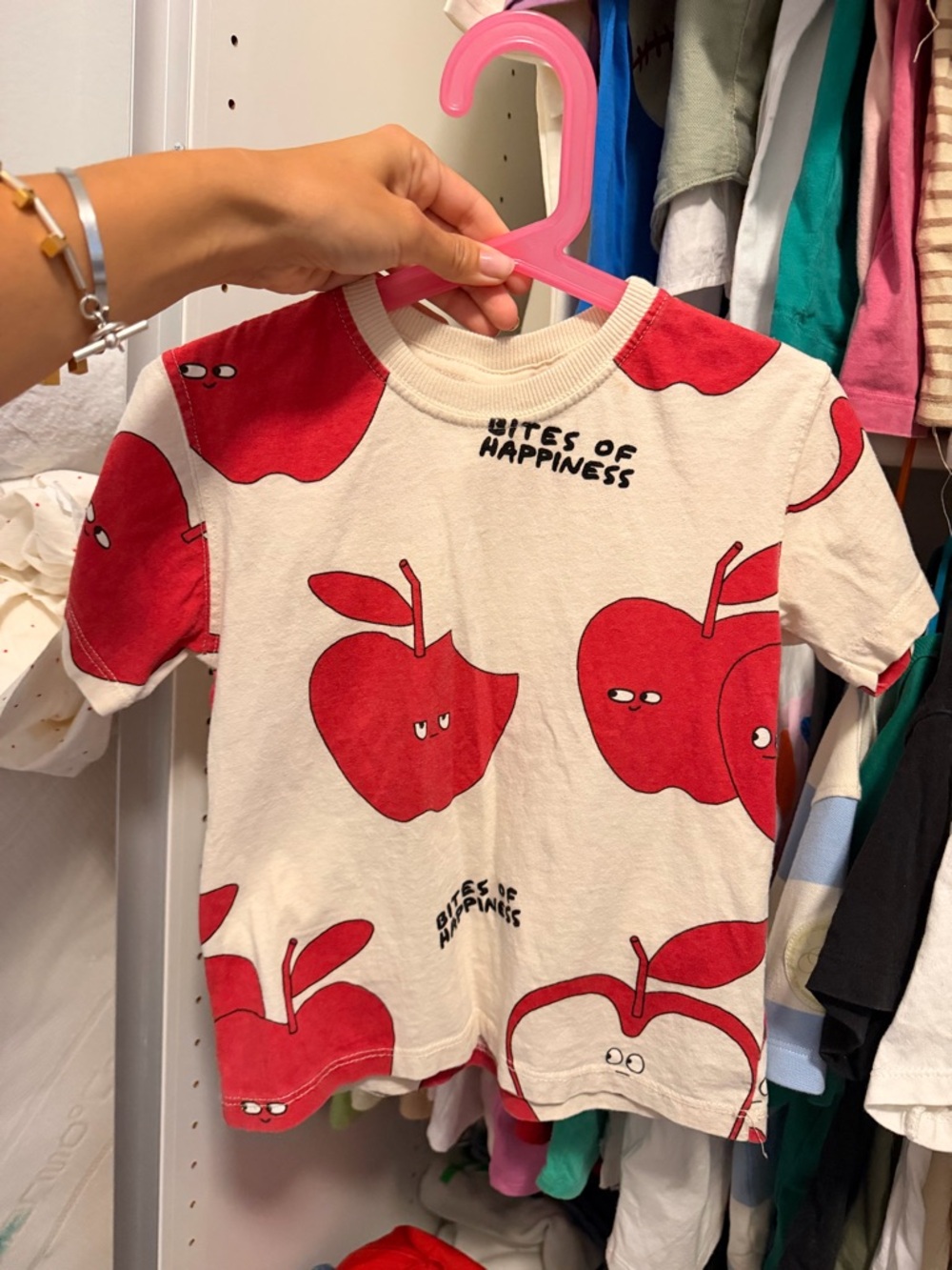 Zara 4t Bites of Happiness Red Apple Graphic Kids Tee